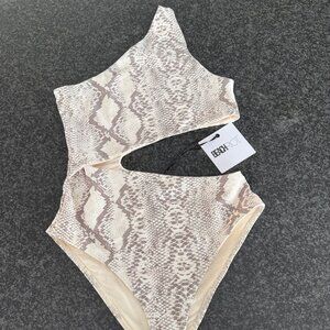 BEACH RIOT Snakeskin Pattern Celine One Piece Cutout Swimsuit